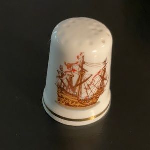 Nautical Thimble, Mary Rose Clipper Ship, English China , Vintage